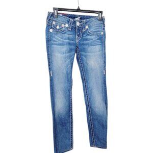 True Religion Women's Blue Julie Super T Denim Flap Pocket Skinny Jeans Size 24